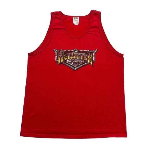 Vintage Biker Tank Top Mens Large L Red Skull 2004 Hollister Independence Rally - Picture 2 of 10